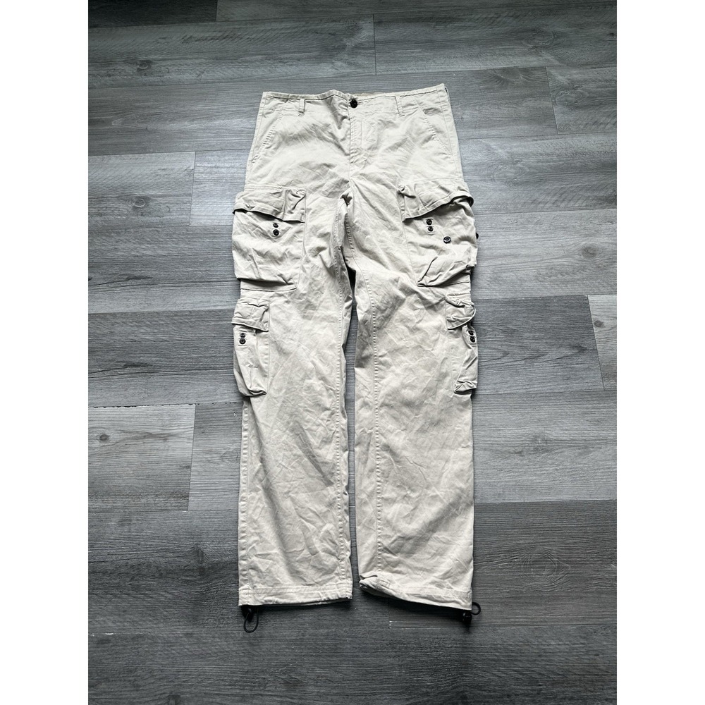 VTG Stone Island Cargo Pants Beige Khaki Sz M Authentic Compass Multi-Pocket